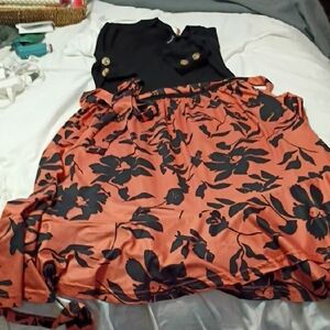 Elegant Asymmetrical Black and Orange Dress